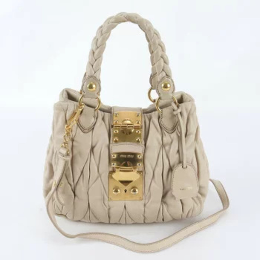Miu Miu Matelasse Leather Crossbody Bag Gold
